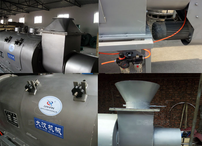 氣旋篩：電機，進料口，氣壓裝置等特寫圖片