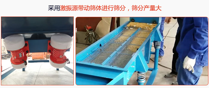 采用激振源帶動(dòng)篩體進(jìn)行篩分，篩分產(chǎn)量大。