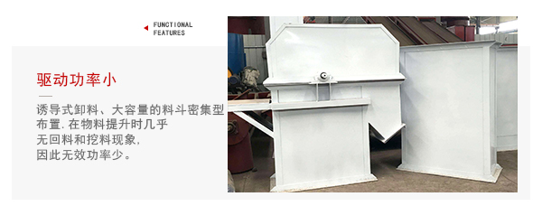 TD型斗式提升機驅(qū)動力小，無回料等特點展示圖。